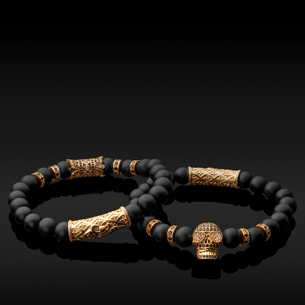 Haraka® Gold With Black Beads Stone in 8 Milimeters