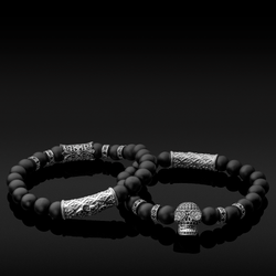 Haraka® Silver With Black Beads Stone in 8 Milimeters